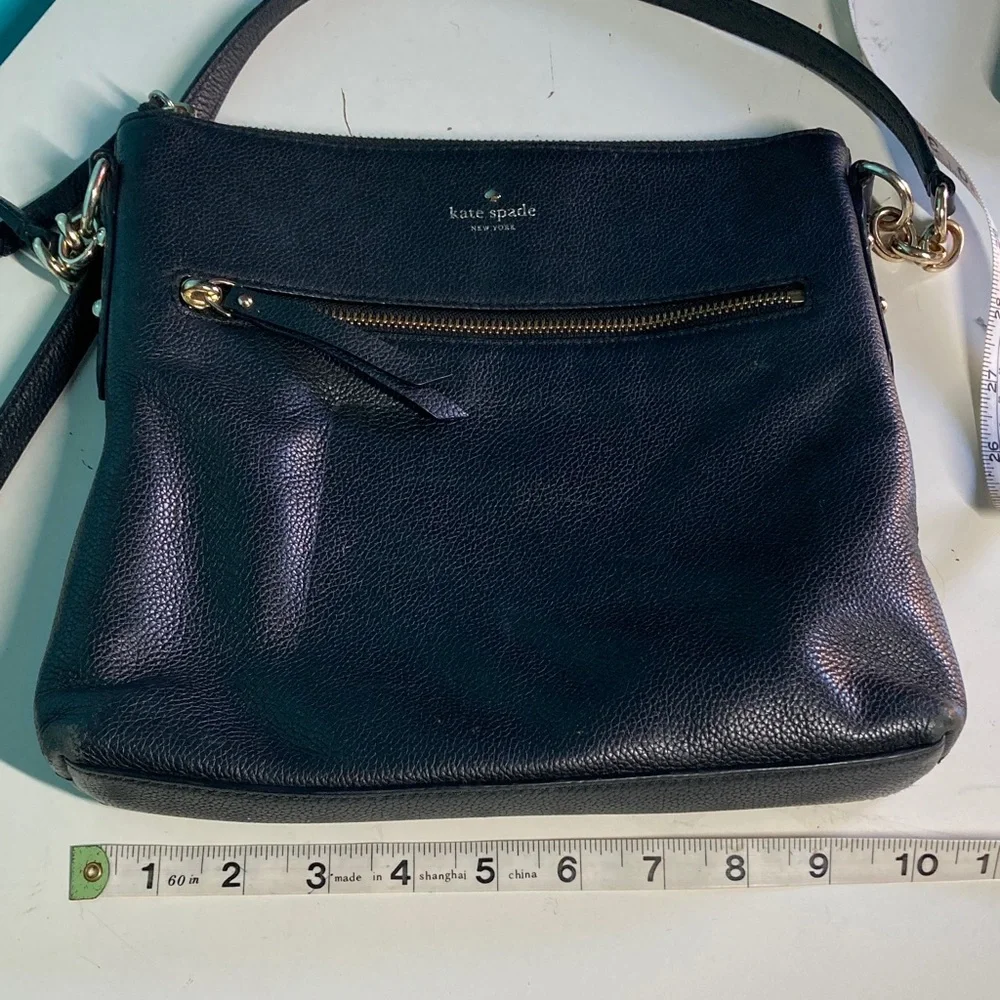 Kate Spade Melisse Black Leather Crossbody Bag 9” X 10” Zipper Top